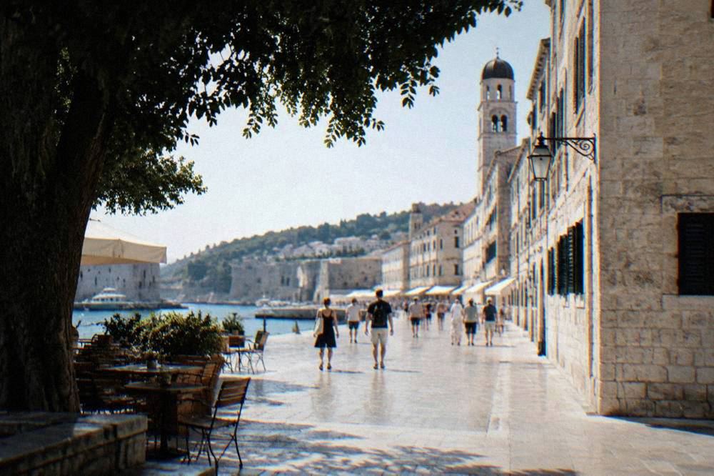 Polished limestone street in Dubrovnik Old Town in morning light