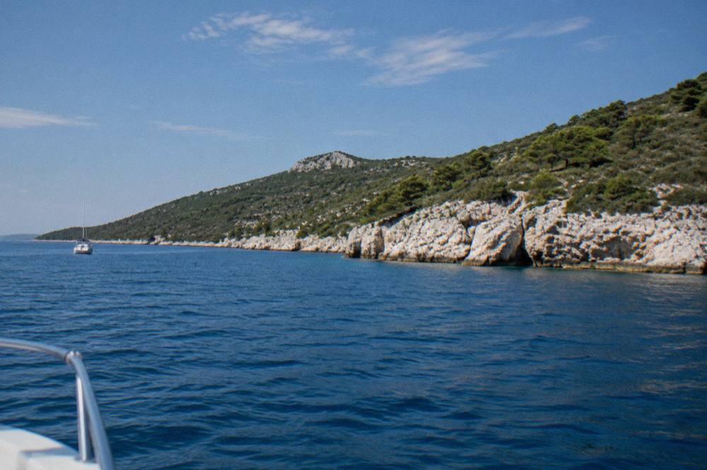 Dugi Otok ridge and limestone shore seen from the water