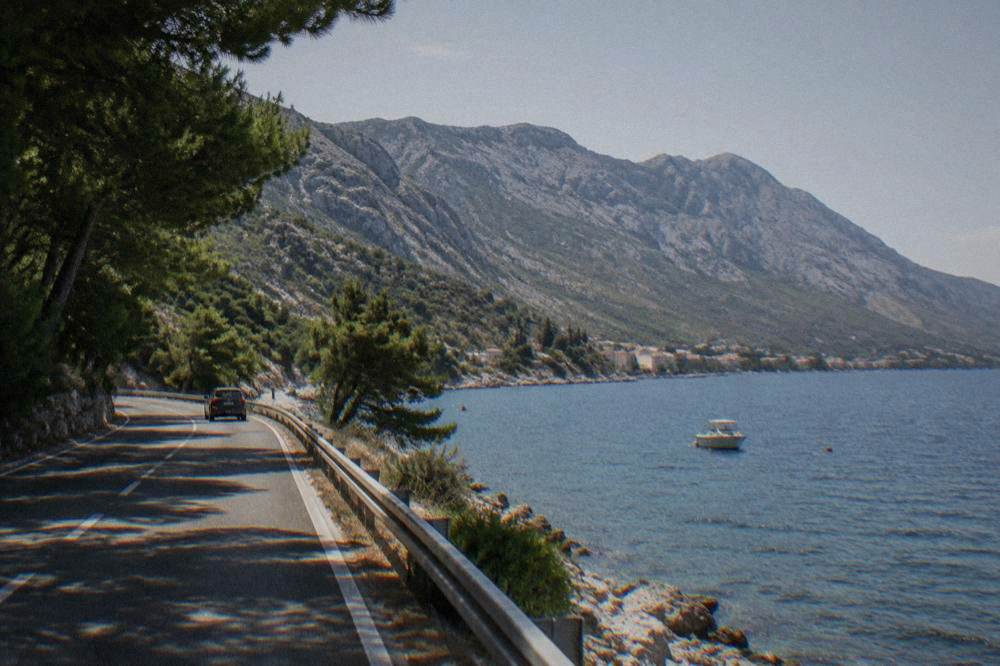 Coastal road to Starigrad with the Velebit mountains rising behind