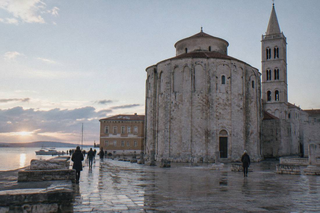 The round stone church in Zadar in cold winter light